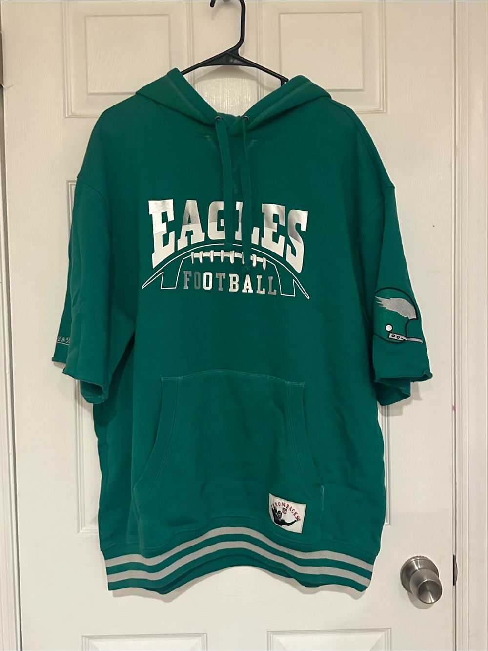 Mitchell & Ness Green Eagles Football Hooded Short-Sleeve Pullover